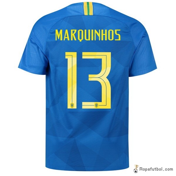 Camiseta Brasil Replica Segunda Ropa Marquinhos 2018 Azul